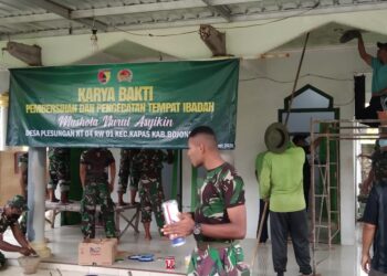 Karya Bakti Koramil Kapas (0813-02) Bersama Pemdes dan Warga Desa Plesungan